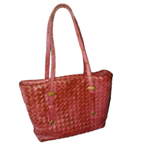 AUTH Bottega Veneta Shopper Tote Intrecciato Nappa Small Burgundy.   BV